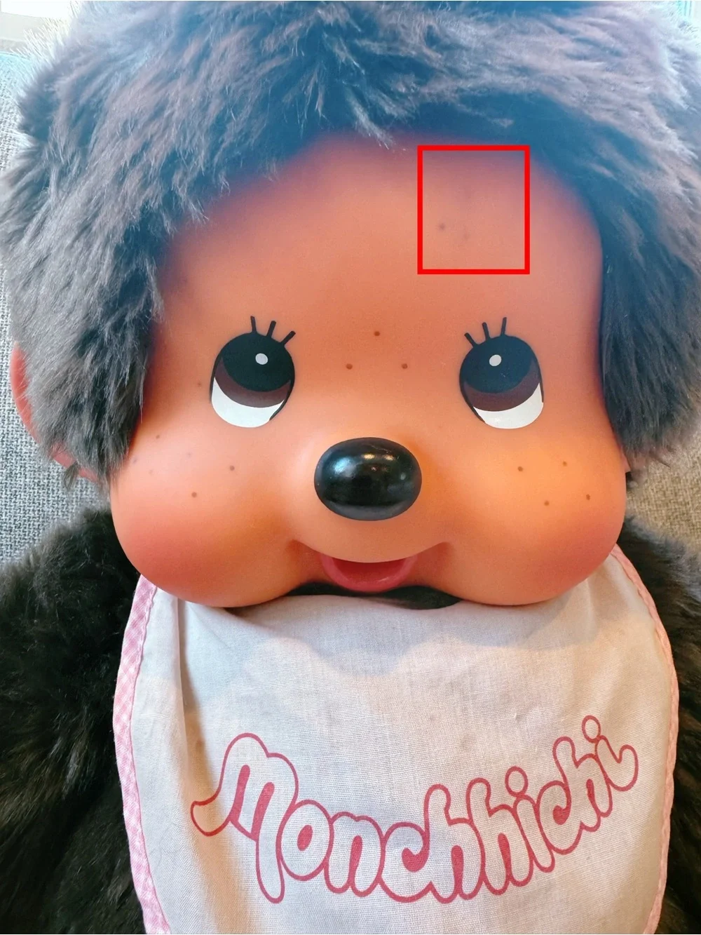 Large vintage Monchhichi girl doll in sitting position